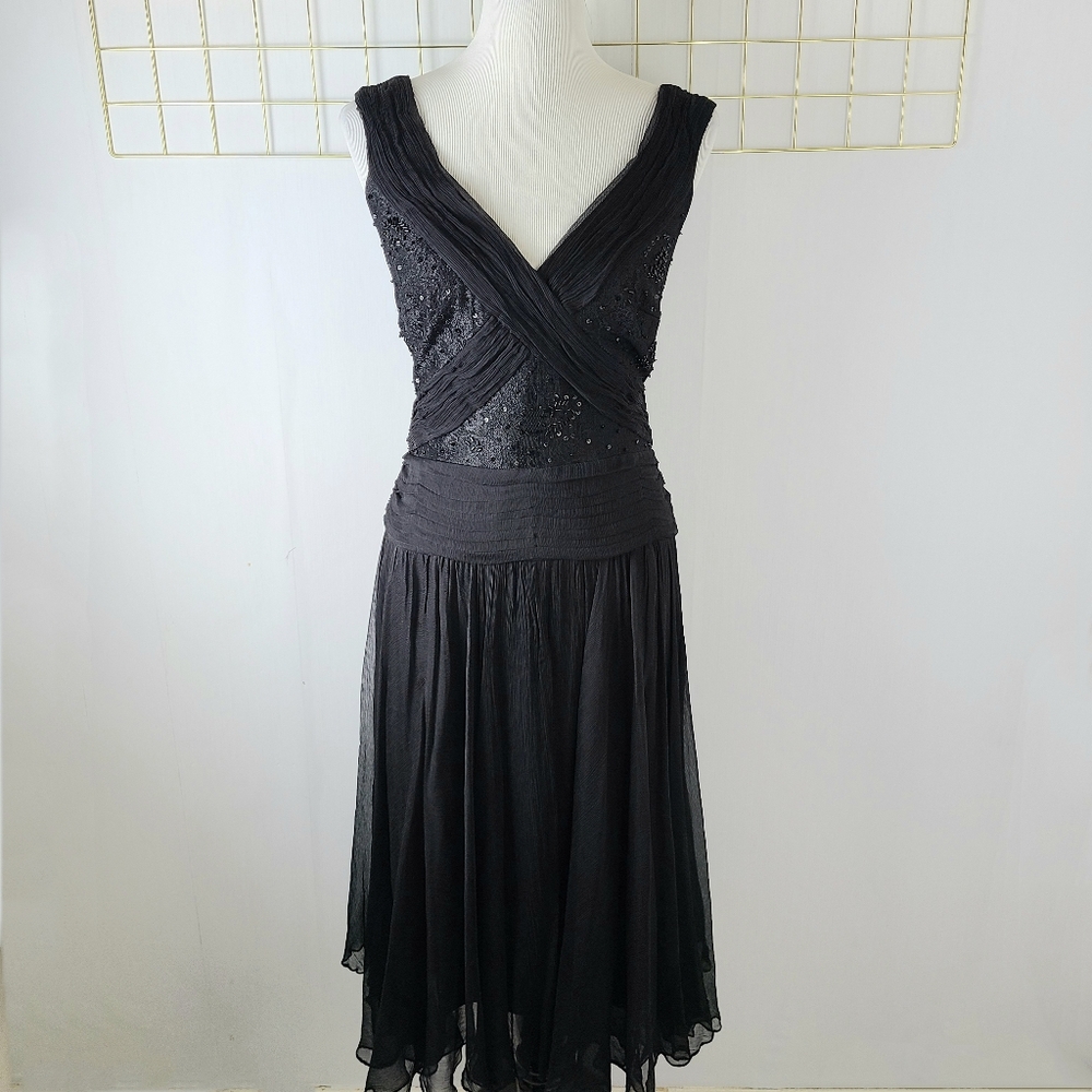 Tadashi Collection Vintage Silk Beaded Whimsigoth Dress
